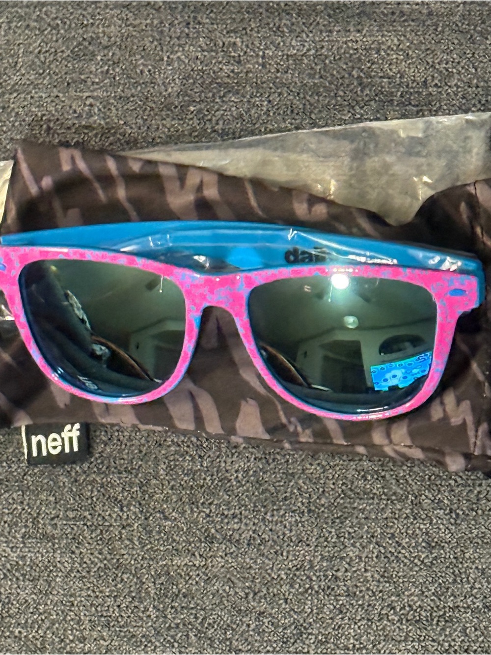 Neff Unisex Blue and Pink Mirrored Sunglasses